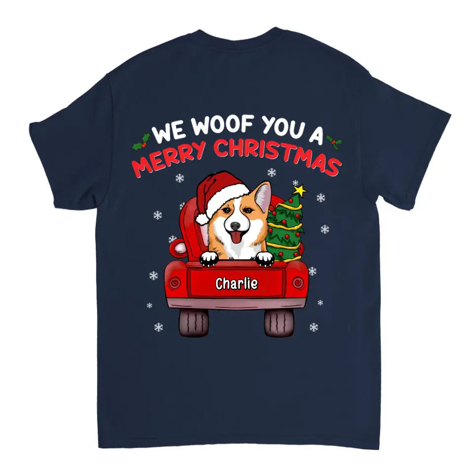 We Woof You A Merry Christmas – Personalisiertes, individuelles Unisex-T-Shirt, Kapuzenpullover, Sweatshirt – Weihnachtsgeschenk für Haustierbesitzer, Haustierliebhaber