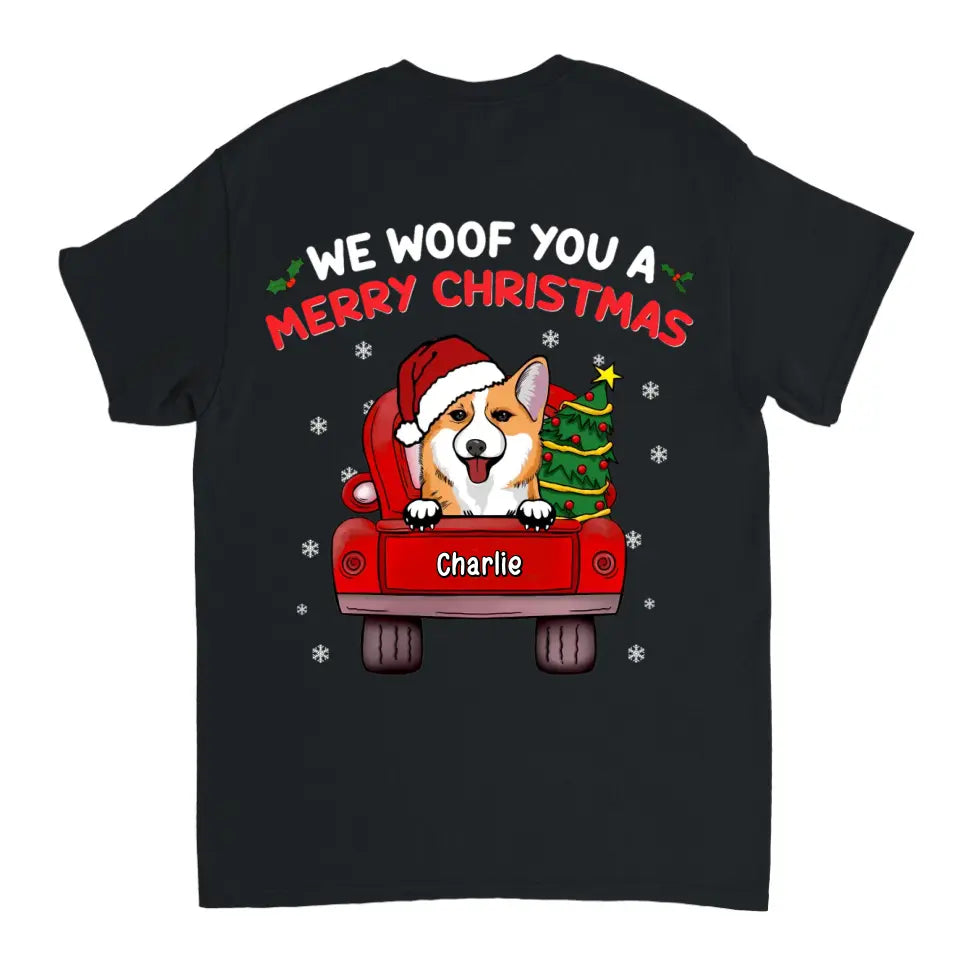 We Woof You A Merry Christmas – Personalisiertes, individuelles Unisex-T-Shirt, Kapuzenpullover, Sweatshirt – Weihnachtsgeschenk für Haustierbesitzer, Haustierliebhaber