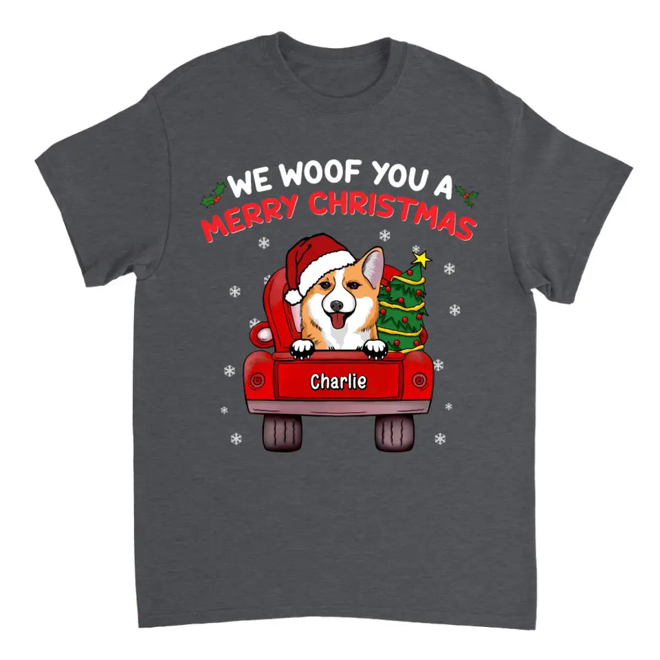 We Woof You A Merry Christmas – Personalisiertes, individuelles Unisex-T-Shirt, Kapuzenpullover, Sweatshirt – Weihnachtsgeschenk für Haustierbesitzer, Haustierliebhaber