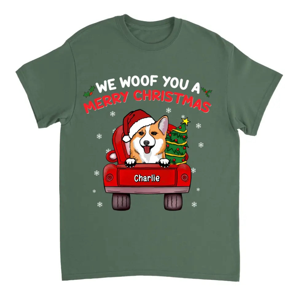 We Woof You A Merry Christmas – Personalisiertes, individuelles Unisex-T-Shirt, Kapuzenpullover, Sweatshirt – Weihnachtsgeschenk für Haustierbesitzer, Haustierliebhaber