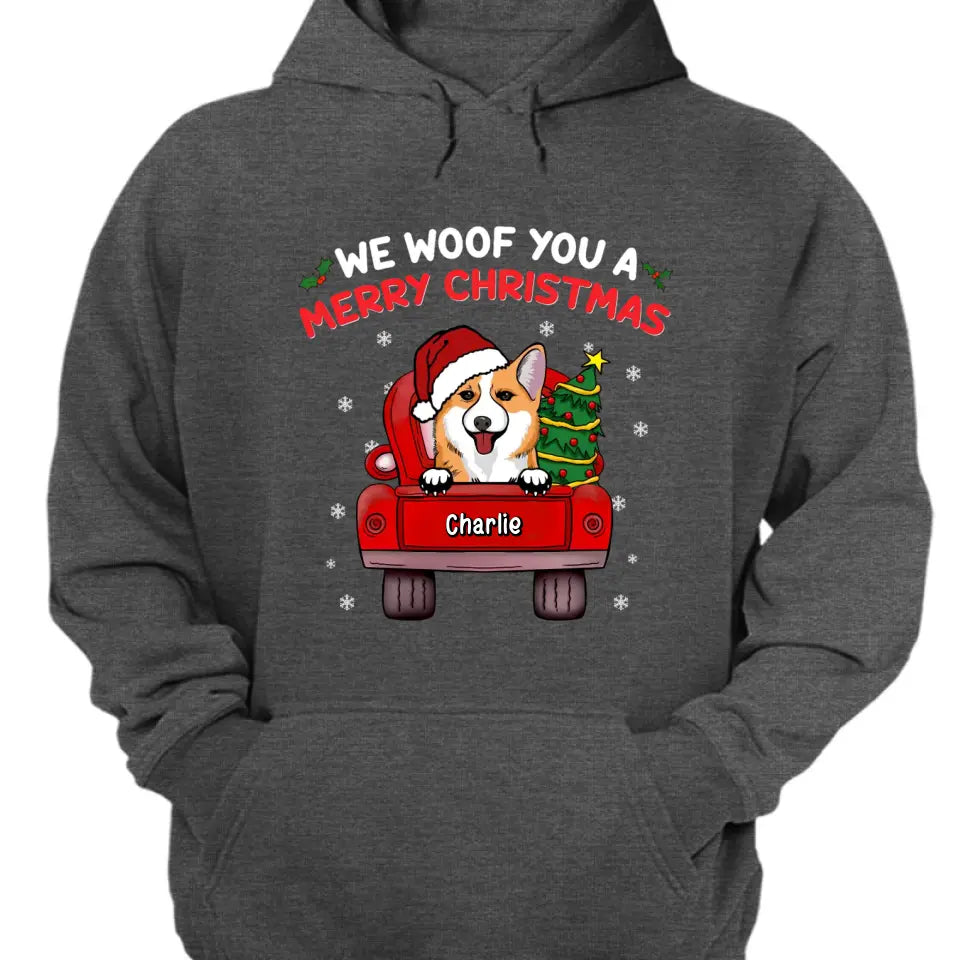 We Woof You A Merry Christmas – Personalisiertes, individuelles Unisex-T-Shirt, Kapuzenpullover, Sweatshirt – Weihnachtsgeschenk für Haustierbesitzer, Haustierliebhaber