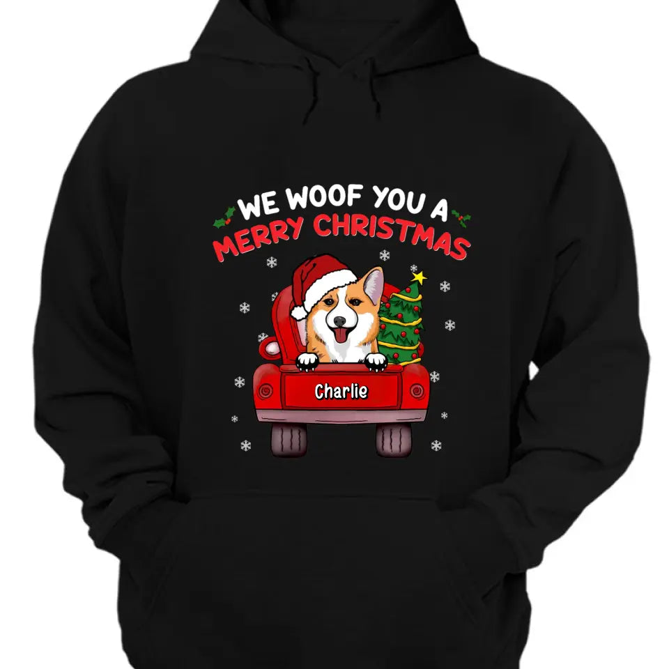 We Woof You A Merry Christmas – Personalisiertes, individuelles Unisex-T-Shirt, Kapuzenpullover, Sweatshirt – Weihnachtsgeschenk für Haustierbesitzer, Haustierliebhaber