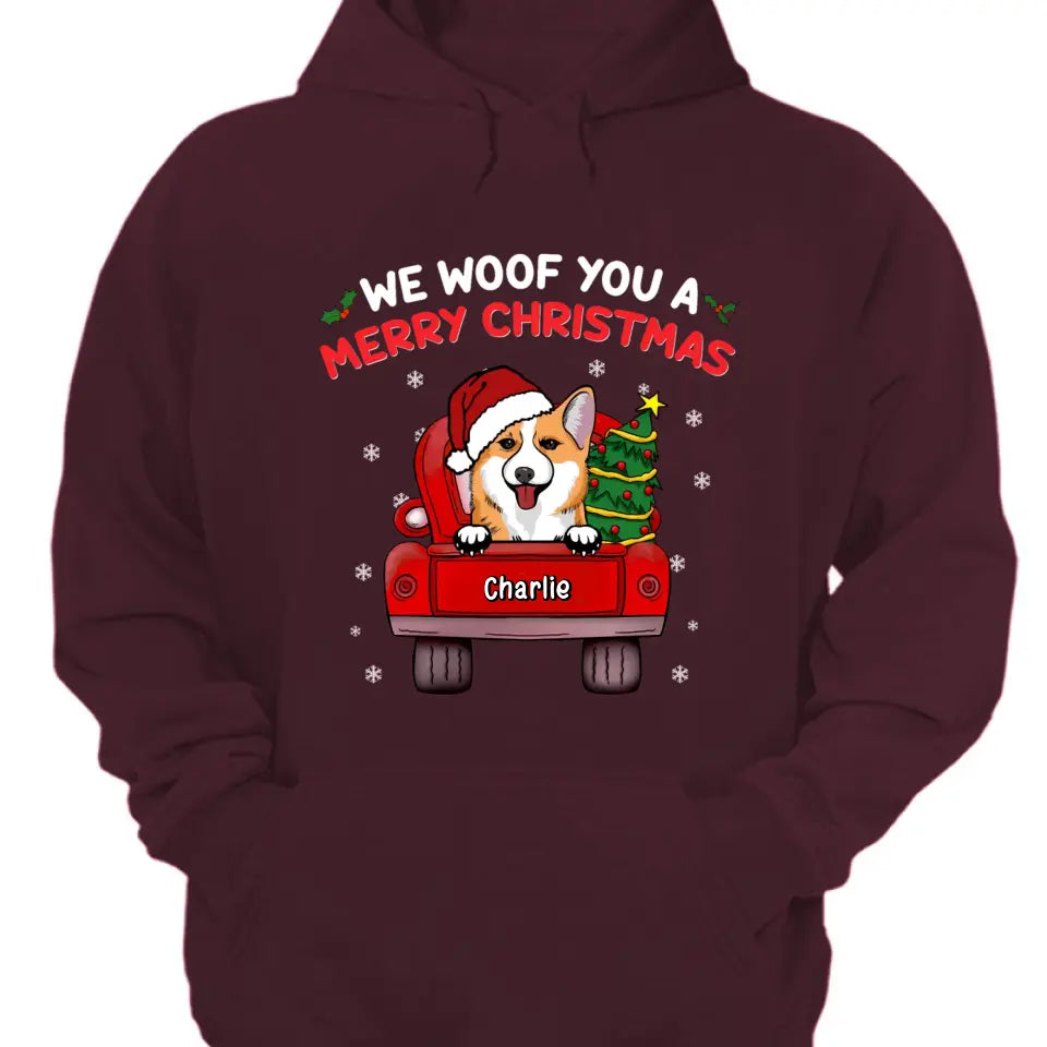 We Woof You A Merry Christmas – Personalisiertes, individuelles Unisex-T-Shirt, Kapuzenpullover, Sweatshirt – Weihnachtsgeschenk für Haustierbesitzer, Haustierliebhaber