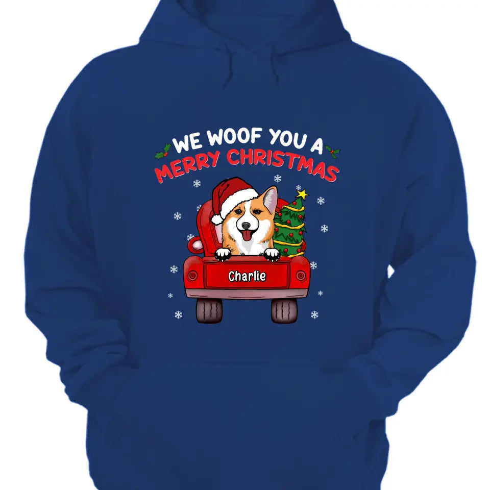 We Woof You A Merry Christmas – Personalisiertes, individuelles Unisex-T-Shirt, Kapuzenpullover, Sweatshirt – Weihnachtsgeschenk für Haustierbesitzer, Haustierliebhaber