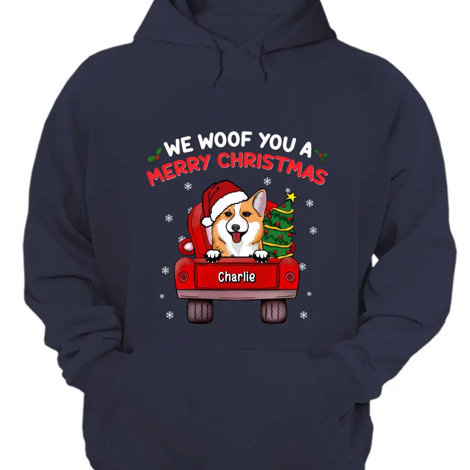 We Woof You A Merry Christmas – Personalisiertes, individuelles Unisex-T-Shirt, Kapuzenpullover, Sweatshirt – Weihnachtsgeschenk für Haustierbesitzer, Haustierliebhaber