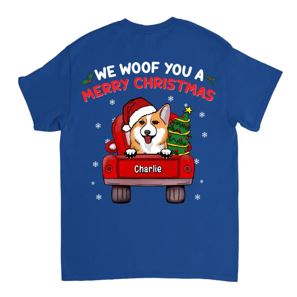 We Woof You A Merry Christmas – Personalisiertes, individuelles Unisex-T-Shirt, Kapuzenpullover, Sweatshirt – Weihnachtsgeschenk für Haustierbesitzer, Haustierliebhaber