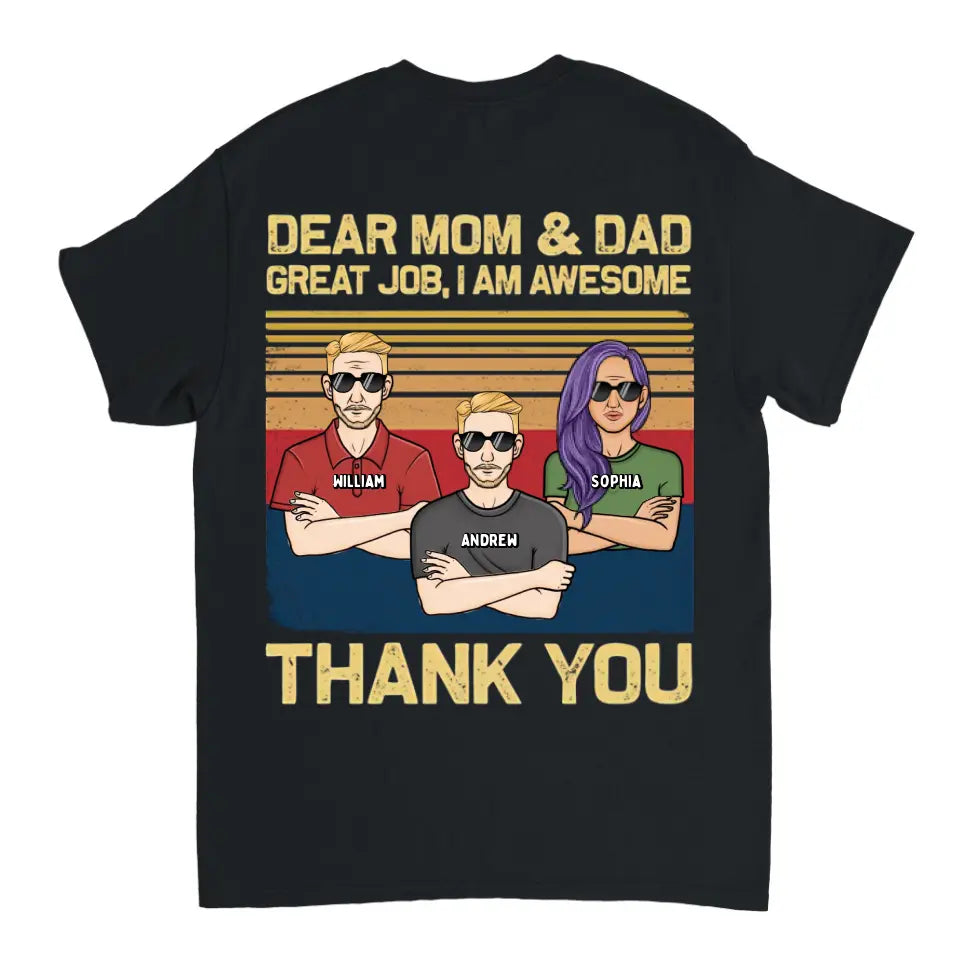 Liebe Mama, Papa, wir sind großartig, danke – personalisiertes Unisex-T-Shirt, Kapuzenpullover, Sweatshirt – Geschenk für Mama, Mama, Mama
