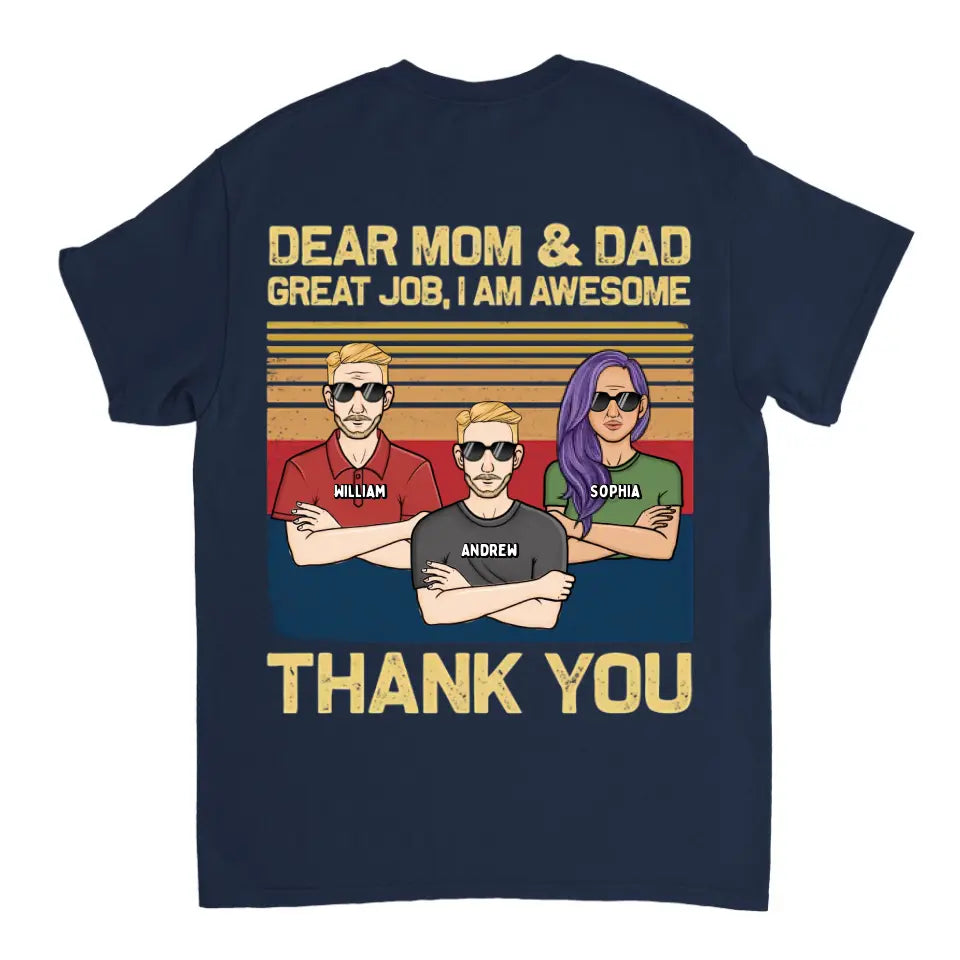 Liebe Mama, Papa, wir sind großartig, danke – personalisiertes Unisex-T-Shirt, Kapuzenpullover, Sweatshirt – Geschenk für Mama, Mama, Mama