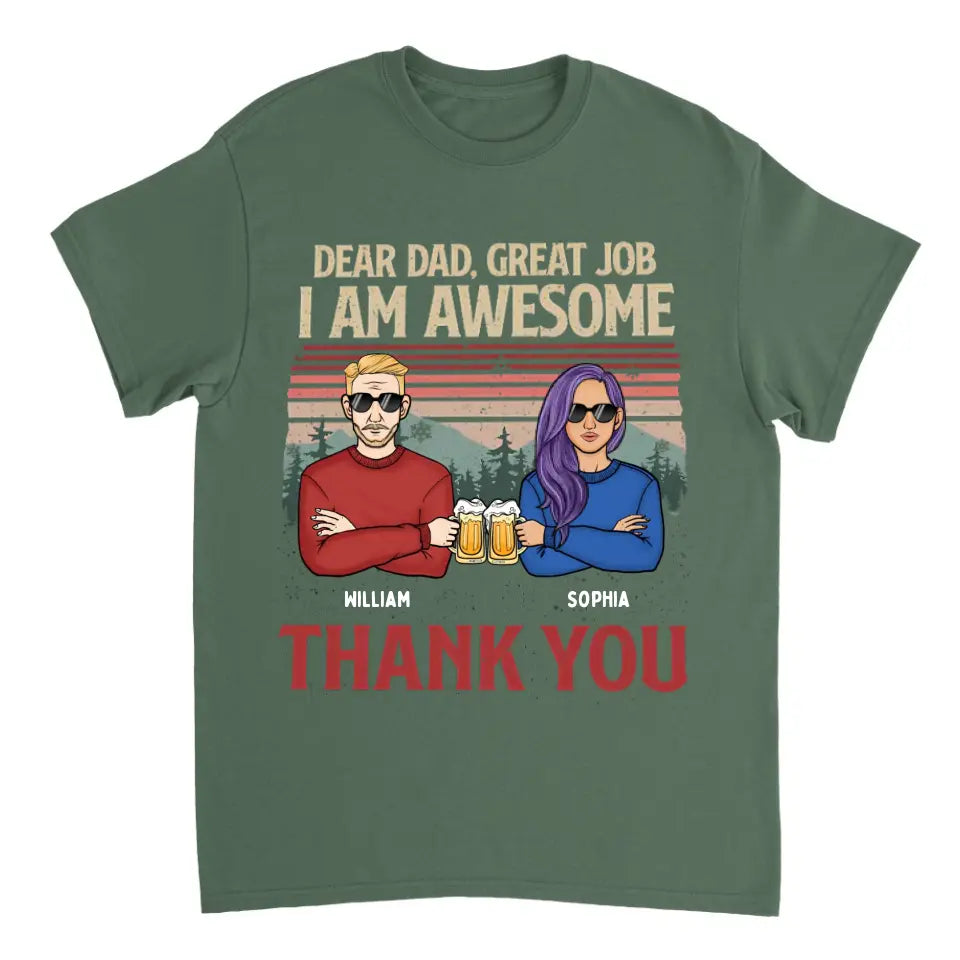 Lieber Papa, wir sind großartig, danke – personalisiertes Unisex-T-Shirt, Kapuzenpullover, Sweatshirt – Weihnachtsgeschenk für Papa, Papa