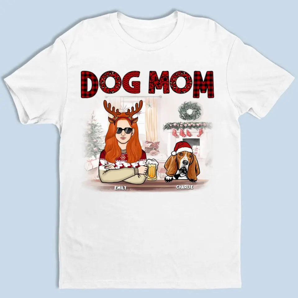 Frohe Weihnachten Hundemama - Personalisiertes Unisex T-Shirt, Sweatshirt, Hoodie