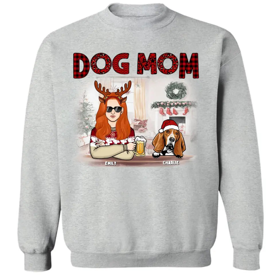 Frohe Weihnachten Hundemama - Personalisiertes Unisex T-Shirt, Sweatshirt, Hoodie