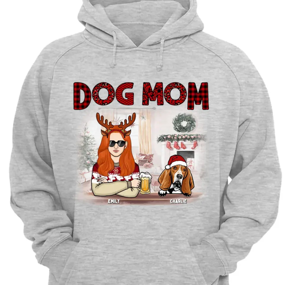 Frohe Weihnachten Hundemama - Personalisiertes Unisex T-Shirt, Sweatshirt, Hoodie