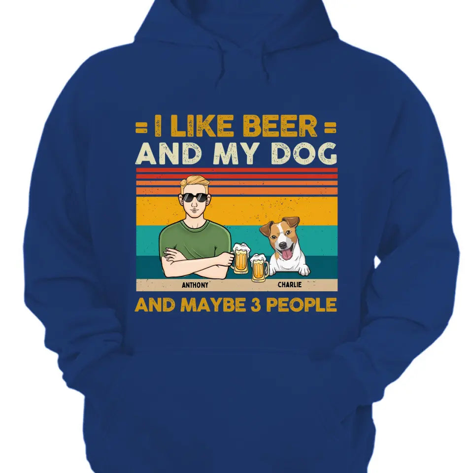 Ich mag Bier und meine Hunde und kann 3 Personen sein – personalisiertes Unisex-T-Shirt, Sweatshirt, Kapuzenpullover – Geschenke für Hundeliebhaber
