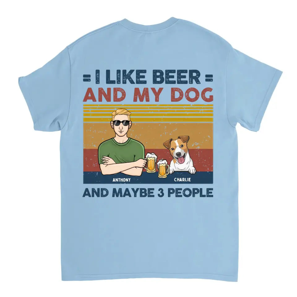 Ich mag Bier und meine Hunde und kann 3 Personen sein – personalisiertes Unisex-T-Shirt, Sweatshirt, Kapuzenpullover – Geschenke für Hundeliebhaber
