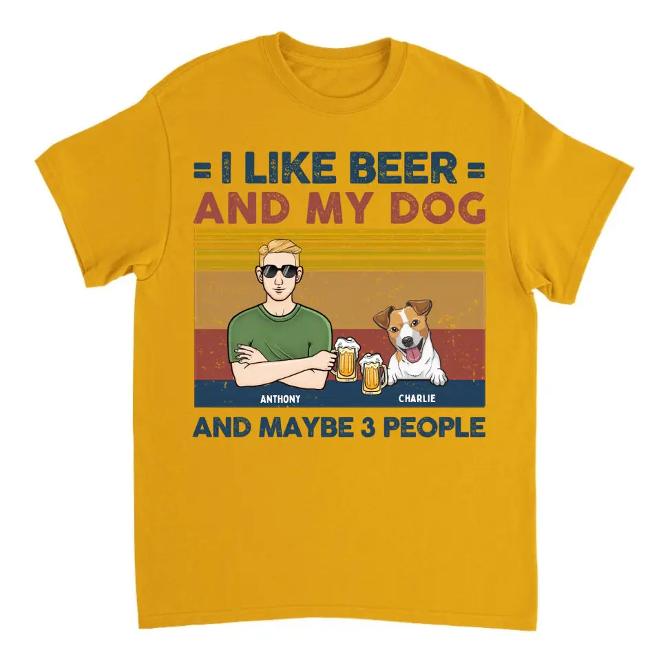 Ich mag Bier und meine Hunde und kann 3 Personen sein – personalisiertes Unisex-T-Shirt, Sweatshirt, Kapuzenpullover – Geschenke für Hundeliebhaber