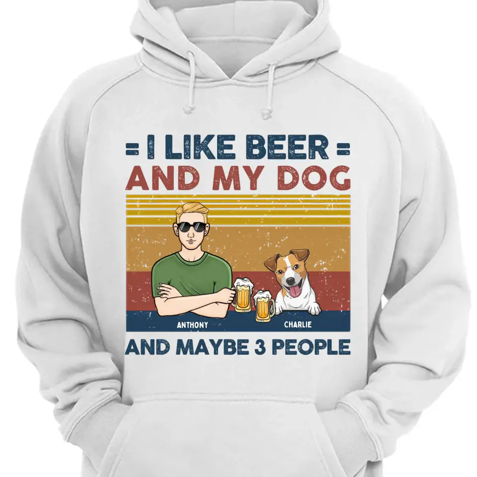 Ich mag Bier und meine Hunde und kann 3 Personen sein – personalisiertes Unisex-T-Shirt, Sweatshirt, Kapuzenpullover – Geschenke für Hundeliebhaber