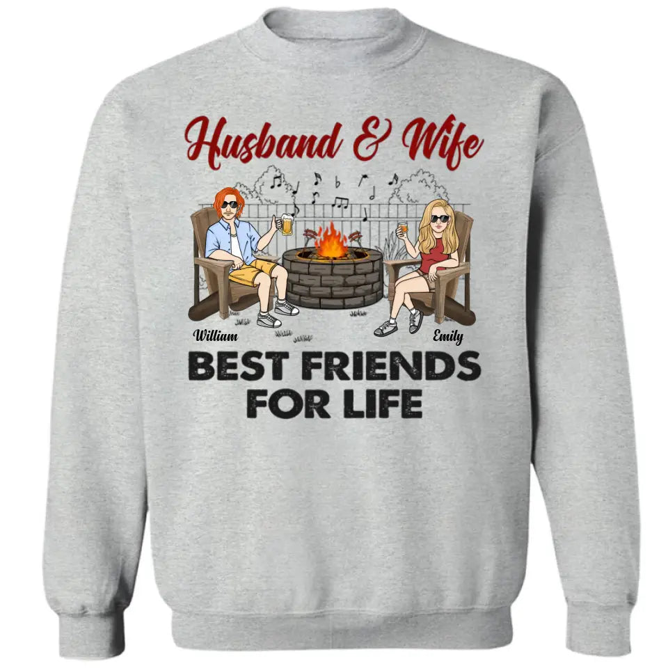 Mann und Frau beste Freunde fürs Leben – personalisiertes, individuelles Unisex-Paar-T-Shirt, Sweatshirt, Kapuzenpullover – Geschenke für Paare, Verliebte