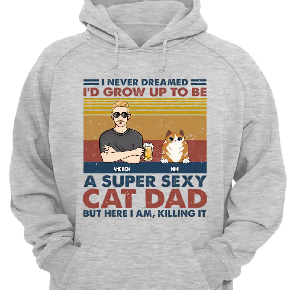 Super Cat Dad - Camiseta unisex personalizada con diseño de gato, sudadera con capucha, sudadera - Regalo para dueños de mascotas, amantes de las mascotas