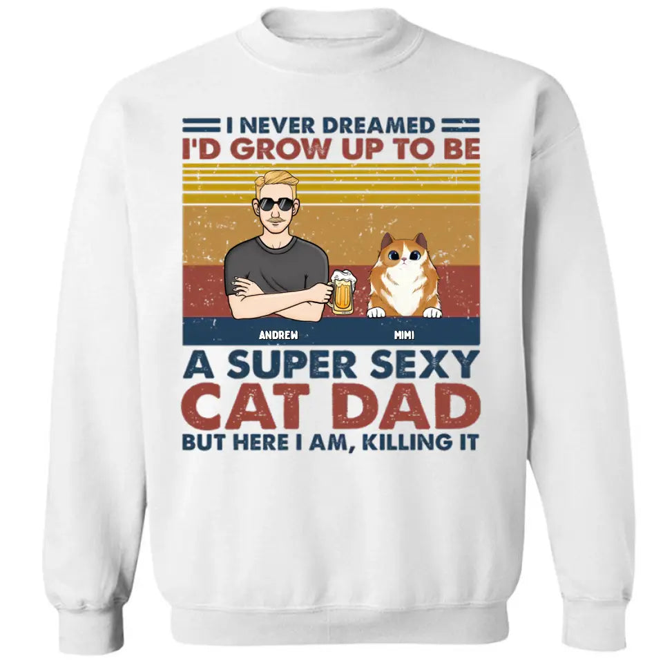 Super Cat Dad - Camiseta unisex personalizada con diseño de gato, sudadera con capucha, sudadera - Regalo para dueños de mascotas, amantes de las mascotas