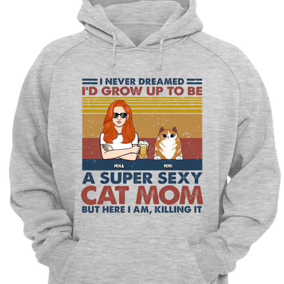 Super Cat Mom - Camiseta unisex personalizada con gato, sudadera con capucha, sudadera - Regalo para dueños de mascotas, amantes de las mascotas