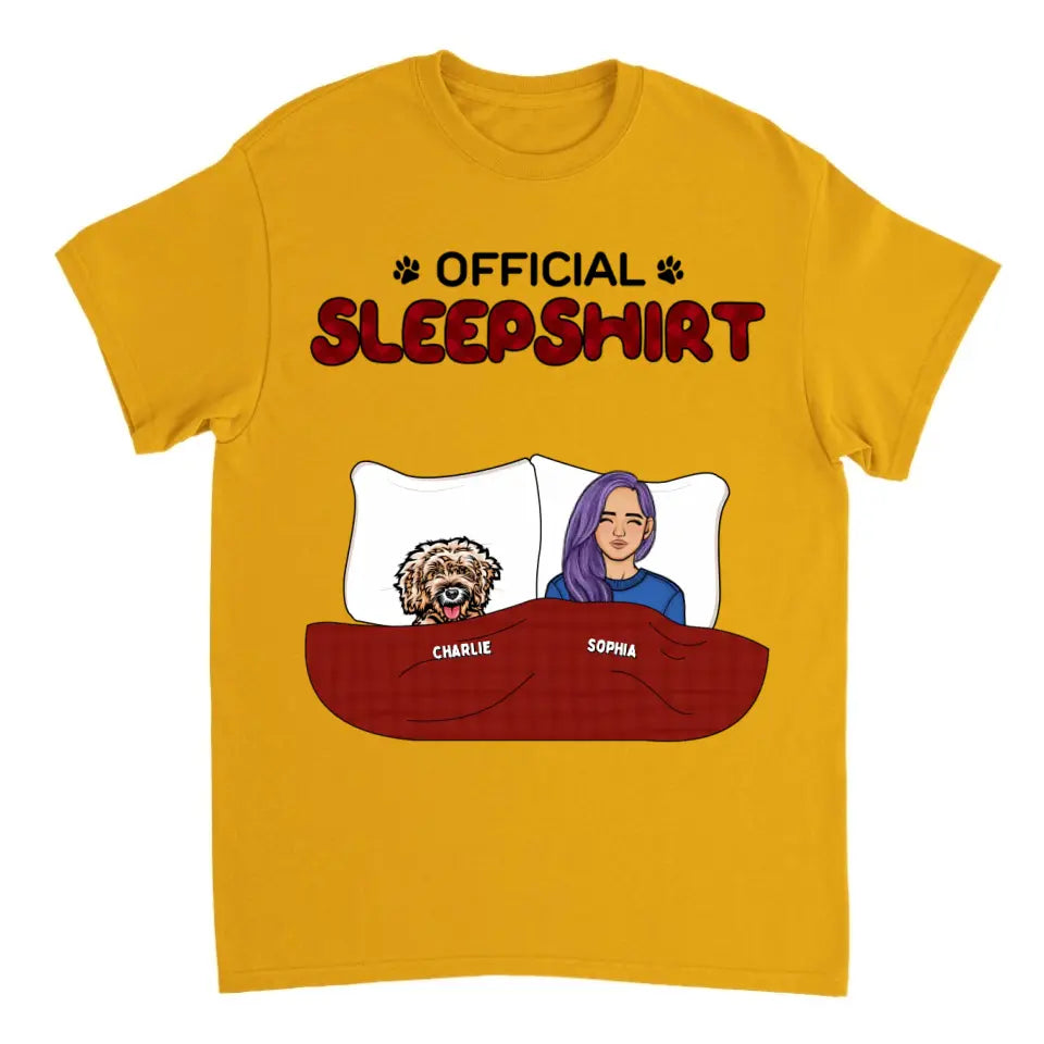 Offizielles Schlafshirt – Hund und Katze, personalisiertes Unisex-T-Shirt – Geschenk für Haustierbesitzer, Haustierliebhaber