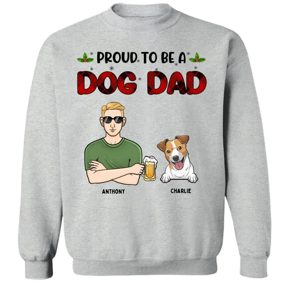 Stolz darauf, ein Hundevater zu sein – personalisiertes Unisex-T-Shirt, Kapuzenpullover, Sweatshirt – Weihnachtsgeschenk für Hundeliebhaber, Haustierliebhaber