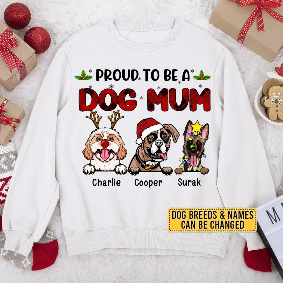 Stolz darauf, eine Hundemama zu sein – personalisiertes Unisex-T-Shirt, Kapuzenpullover, Sweatshirt – Weihnachtsgeschenk für Hundeliebhaber, Haustierliebhaber