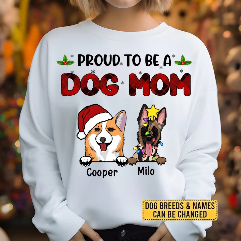 Stolz darauf, eine Hundemama zu sein – personalisiertes Unisex-T-Shirt, Kapuzenpullover, Sweatshirt – Weihnachtsgeschenk für Hundeliebhaber, Haustierliebhaber