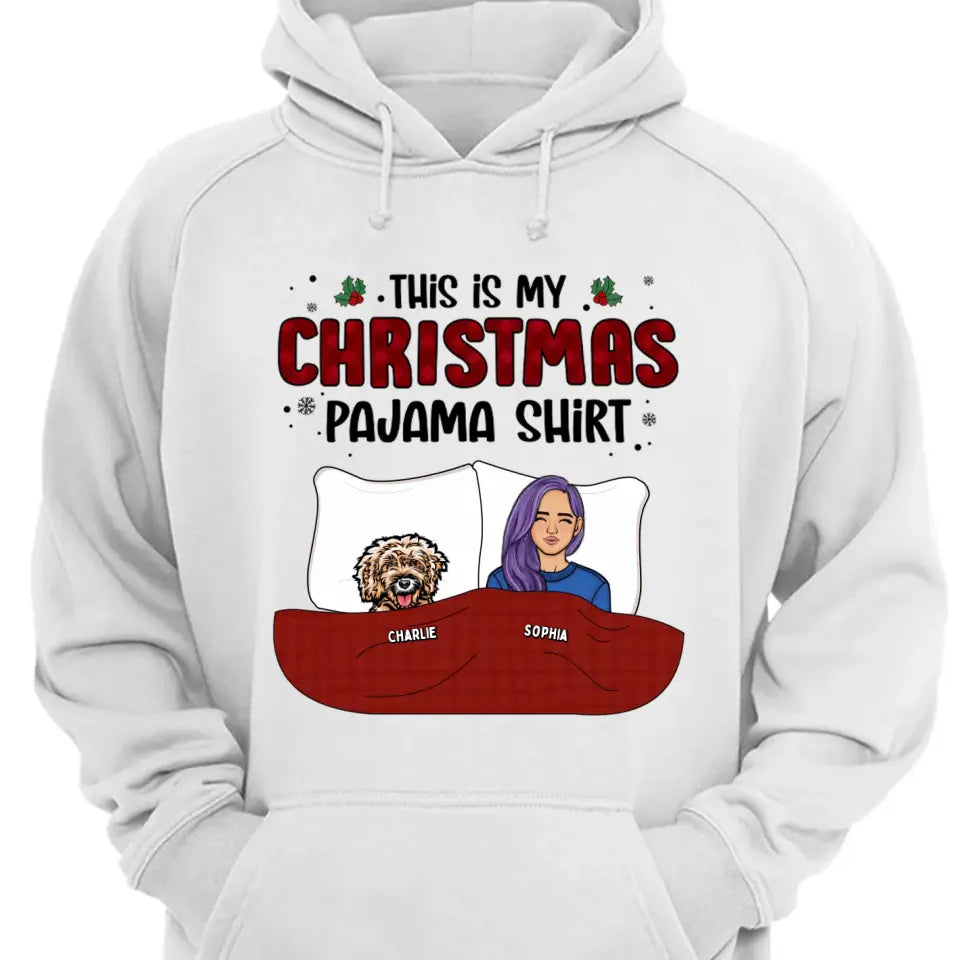 Das ist mein Weihnachts-Pawjama-Shirt – Hund und Katze, personalisiertes Unisex-T-Shirt, Kapuzenpullover, Sweatshirt – Weihnachtsgeschenk für Haustierbesitzer, Haustierliebhaber
