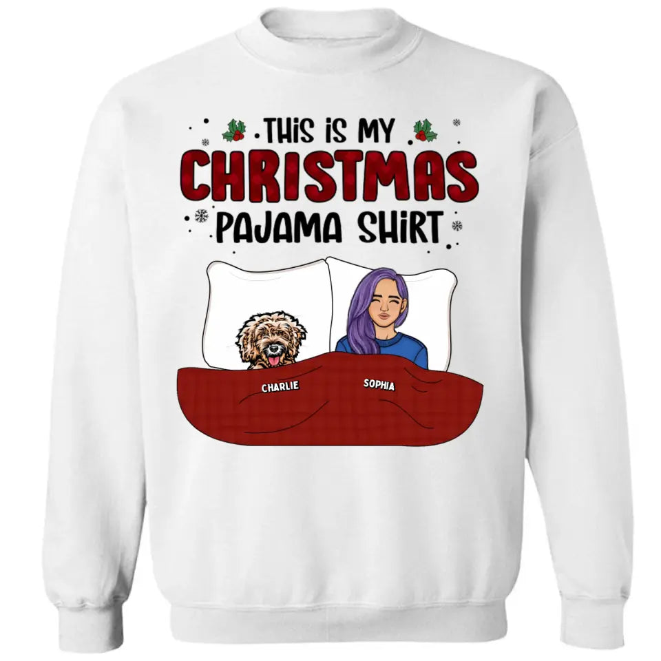 Das ist mein Weihnachts-Pawjama-Shirt – Hund und Katze, personalisiertes Unisex-T-Shirt, Kapuzenpullover, Sweatshirt – Weihnachtsgeschenk für Haustierbesitzer, Haustierliebhaber