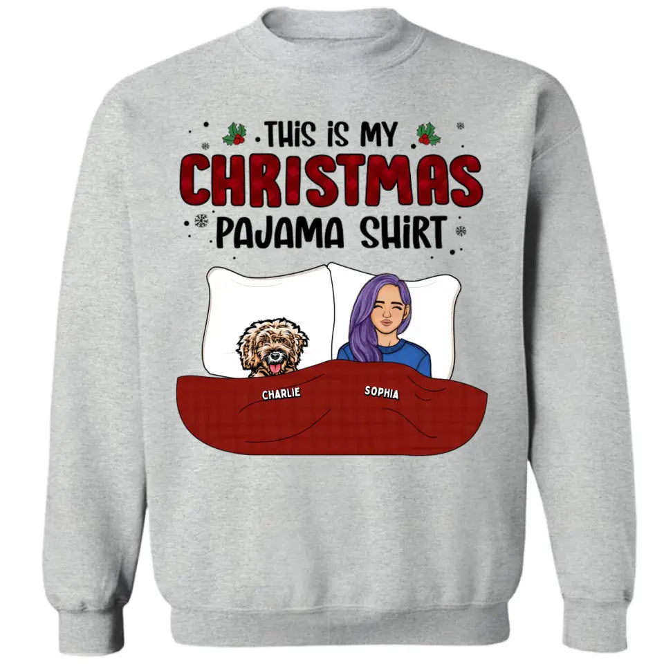 Das ist mein Weihnachts-Pawjama-Shirt – Hund und Katze, personalisiertes Unisex-T-Shirt, Kapuzenpullover, Sweatshirt – Weihnachtsgeschenk für Haustierbesitzer, Haustierliebhaber