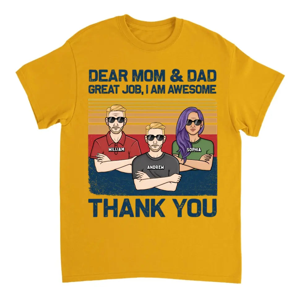 Liebe Mama, Papa, wir sind großartig, danke – personalisiertes Unisex-T-Shirt, Kapuzenpullover, Sweatshirt – Weihnachtsgeschenk für Vater, Mutter, Papa, Mama