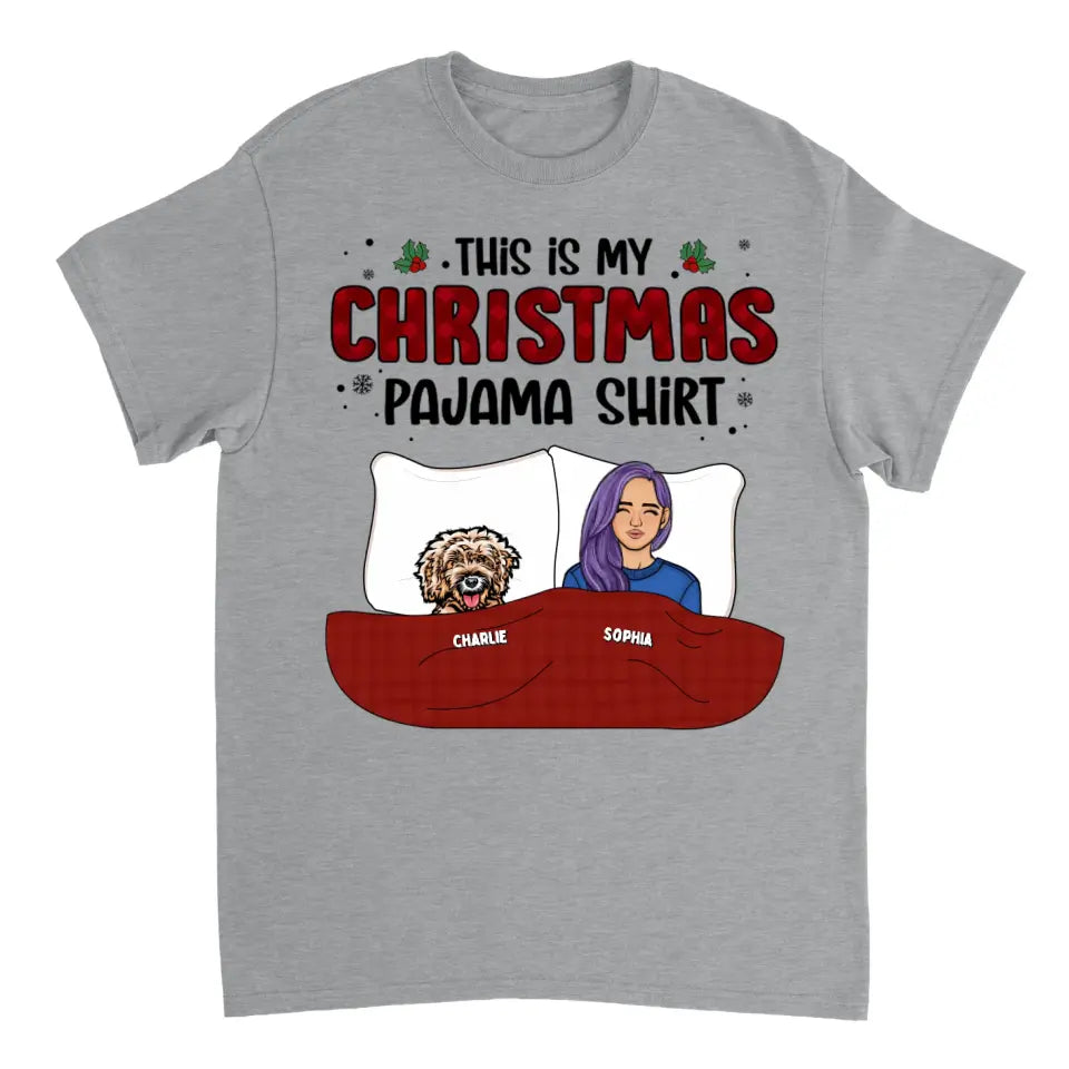 Das ist mein Weihnachts-Pawjama-Shirt – Hund und Katze, personalisiertes Unisex-T-Shirt, Kapuzenpullover, Sweatshirt – Weihnachtsgeschenk für Haustierbesitzer, Haustierliebhaber