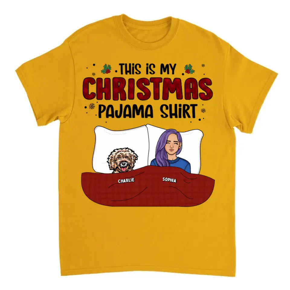 Das ist mein Weihnachts-Pawjama-Shirt – Hund und Katze, personalisiertes Unisex-T-Shirt, Kapuzenpullover, Sweatshirt – Weihnachtsgeschenk für Haustierbesitzer, Haustierliebhaber