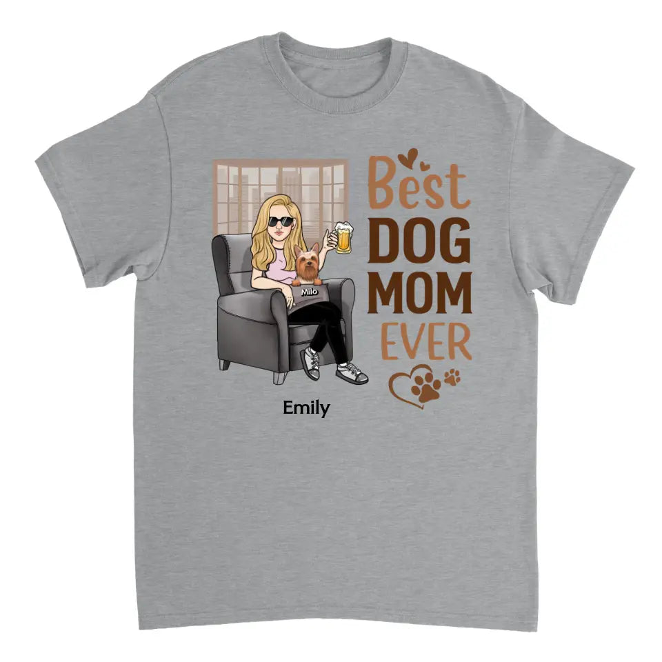 Beste Hundemama aller Zeiten – Geschenk für Hundeliebhaber – personalisiertes individuelles T-Shirt, Sweatshirt, Kapuzenpullover