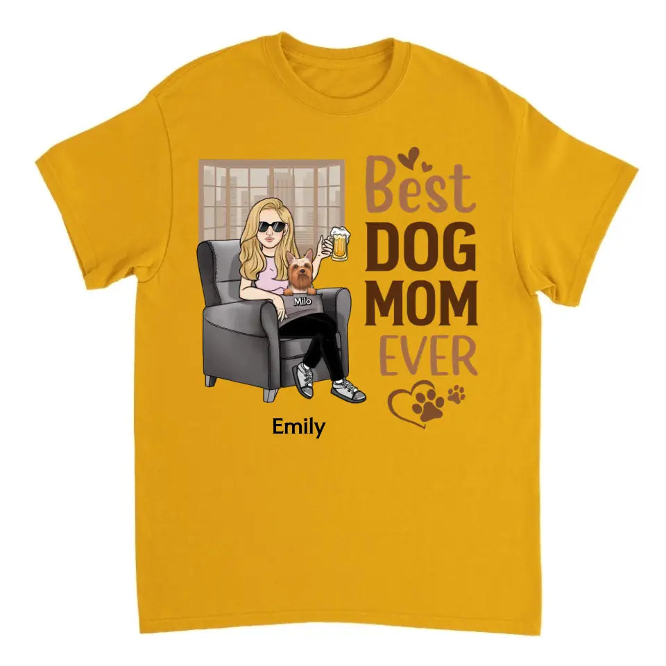 Beste Hundemama aller Zeiten – Geschenk für Hundeliebhaber – personalisiertes individuelles T-Shirt, Sweatshirt, Kapuzenpullover