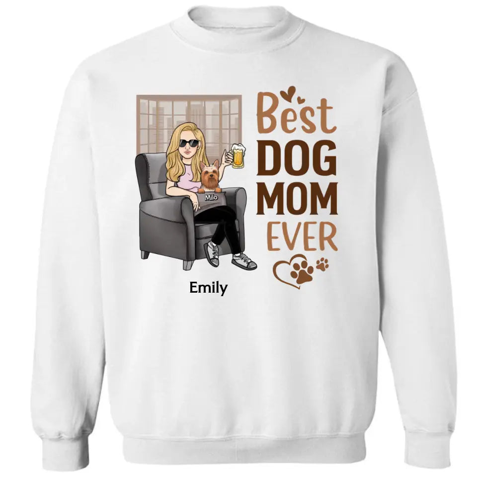 Beste Hundemama aller Zeiten – Geschenk für Hundeliebhaber – personalisiertes individuelles T-Shirt, Sweatshirt, Kapuzenpullover