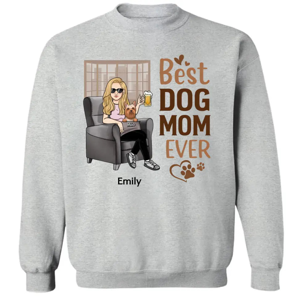 Beste Hundemama aller Zeiten – Geschenk für Hundeliebhaber – personalisiertes individuelles T-Shirt, Sweatshirt, Kapuzenpullover
