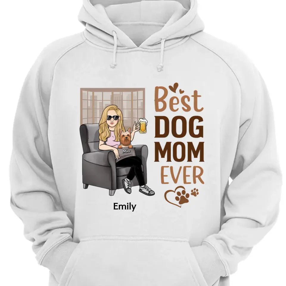 Beste Hundemama aller Zeiten – Geschenk für Hundeliebhaber – personalisiertes individuelles T-Shirt, Sweatshirt, Kapuzenpullover