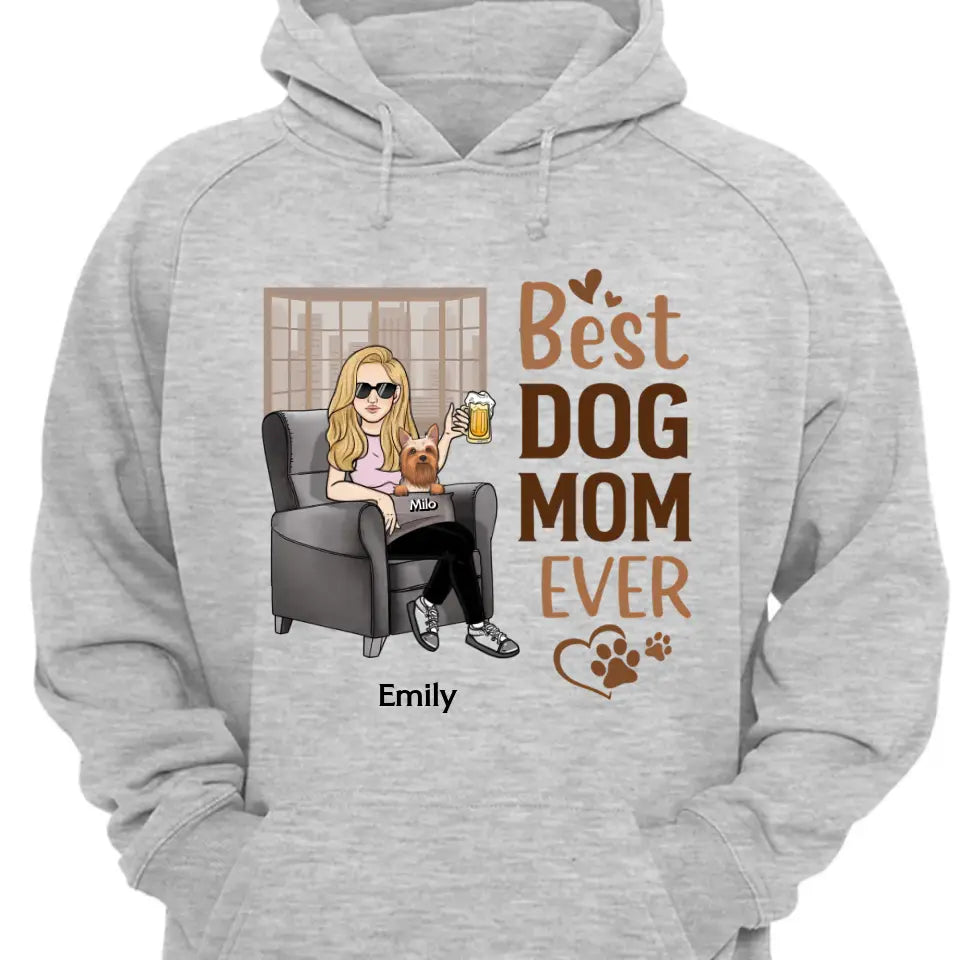 Beste Hundemama aller Zeiten – Geschenk für Hundeliebhaber – personalisiertes individuelles T-Shirt, Sweatshirt, Kapuzenpullover