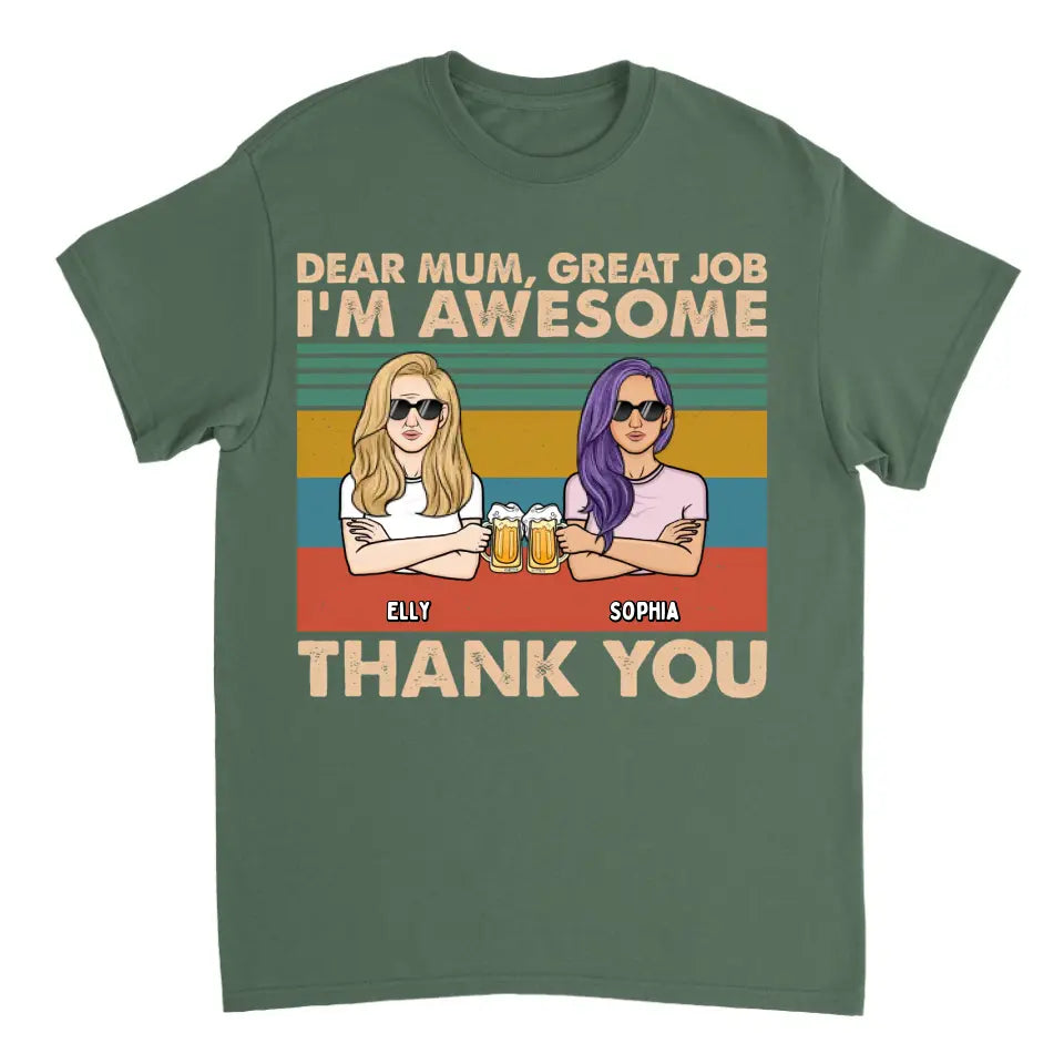Liebe Mama, wir sind großartig, danke – personalisiertes Unisex-T-Shirt, Kapuzenpullover, Sweatshirt – Geschenk für Mama, Mama, Mama