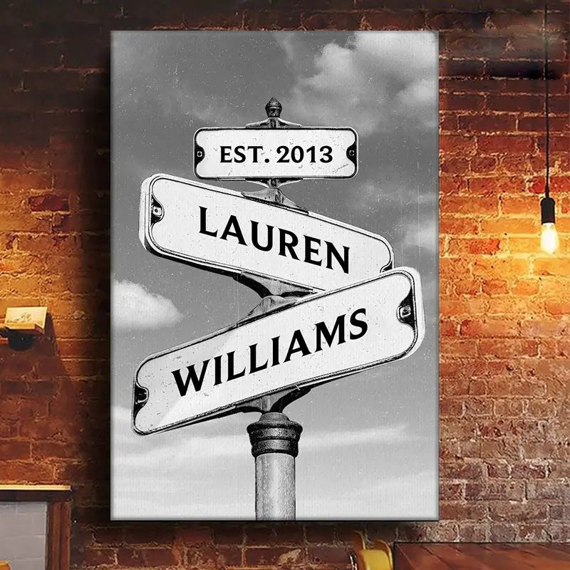 Always Beside You Street Art - Personalized Vertical Canvas - Gift For Husband Wife, Couples