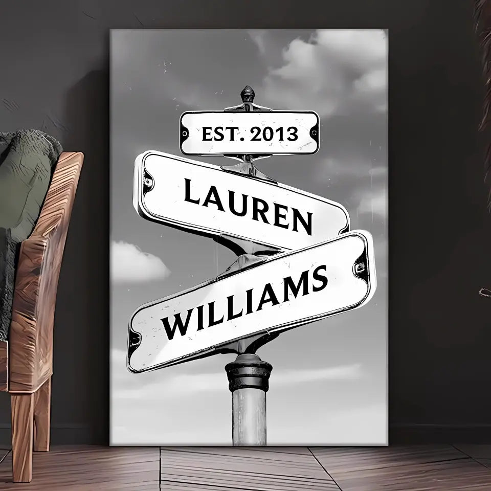Always Beside You Street Art - Personalized Vertical Canvas - Gift For Husband Wife, Couples