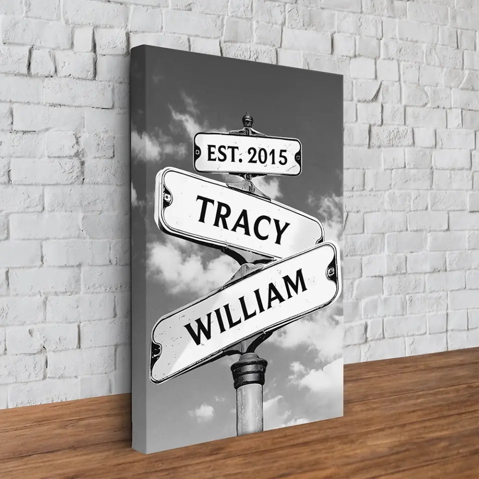 Always Beside You Street Art - Personalized Vertical Canvas - Gift For Husband Wife, Couples