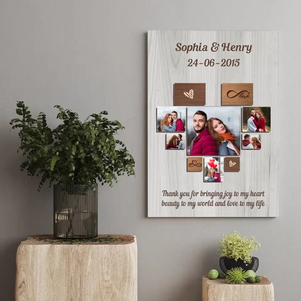 Thanks For Bringing Joy To My Heart - Couple Personalized Custom Vertical Canvas - Gift For Husband Wife, Anniversary