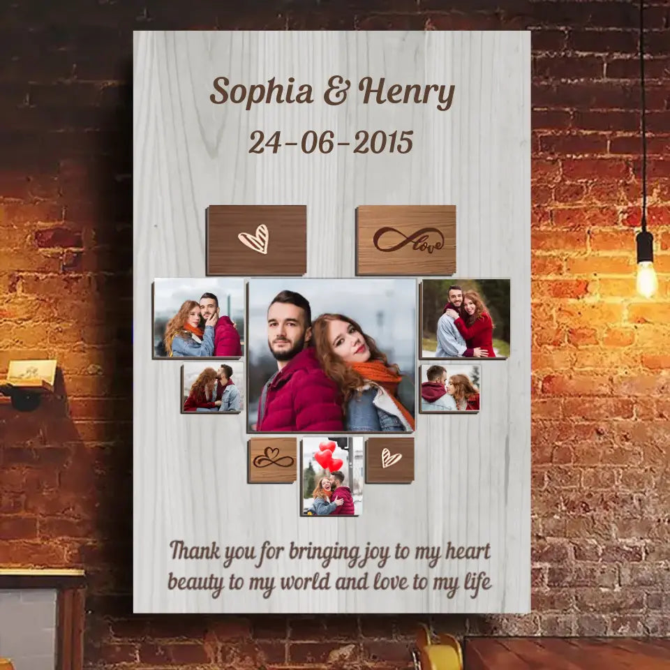 Thanks For Bringing Joy To My Heart - Couple Personalized Custom Vertical Canvas - Gift For Husband Wife, Anniversary
