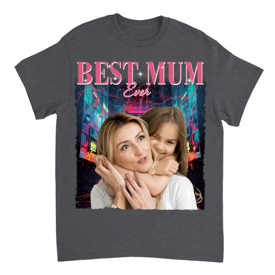 Foto personalizada La mejor mamá de todos los tiempos - Camiseta unisex personalizada personalizada para la familia - Regalo para familiares, mamá, mamá