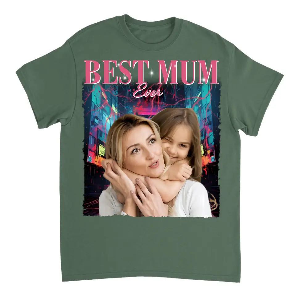 Foto personalizada La mejor mamá de todos los tiempos - Camiseta unisex personalizada personalizada para la familia - Regalo para familiares, mamá, mamá