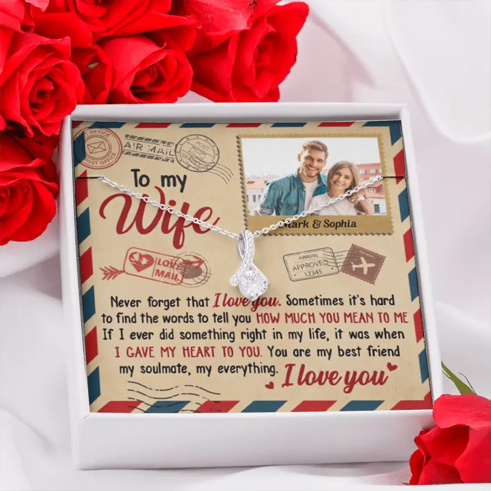 Ich liebe dich und du bedeutest mir so viel – Bild hochladen, Geschenk für Paare – personalisierte Halskette mit verführerischer Schönheit