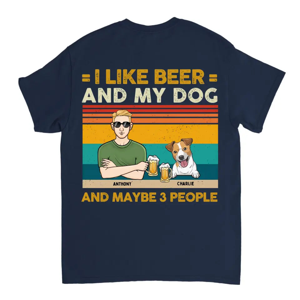 Ich mag Bier und meine Hunde und kann 3 Personen sein – personalisiertes Unisex-T-Shirt, Sweatshirt, Kapuzenpullover – Geschenke für Hundeliebhaber
